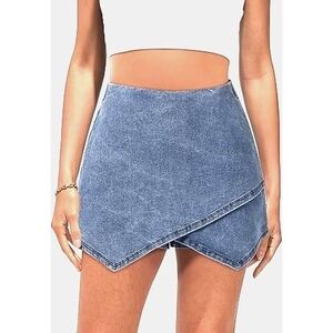 Luvamia High Waisted Stretchy Denim Skort Women's 2XL Blue NWT